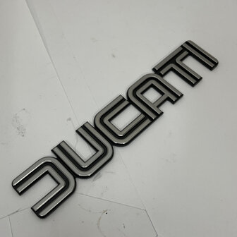 Ducati Tank badge classic silver black - Bevel 080383215