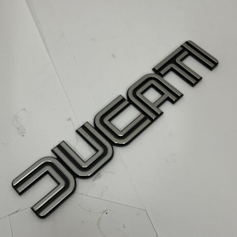 Ducati Tank badge classic silver black - Bevel 080383215