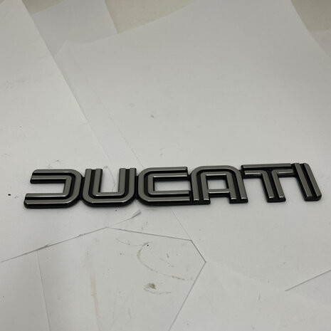 Ducati Tank badge classic silver black - Bevel 080383215